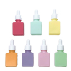 Square 15ml Glass Dropper Bottle Macaroon Frosted Color Serum Cosmetic Luxury