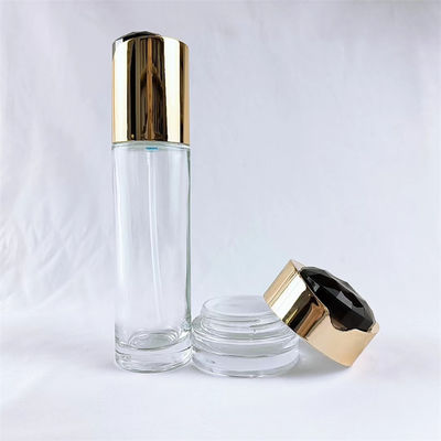 glass bottle set with ABS cap/pump head Cosmetic cream jar