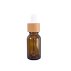 Matte frosted white round 30ml glass dropper bottle with bamboo wood lids cap