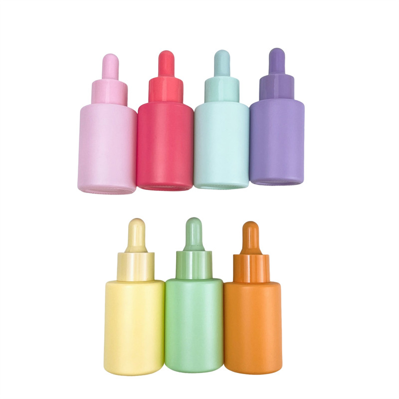 Frosted Matte Colorful 1oz Dropper Bottle 30ml Cosmetic Personal Care Serum Essential Oil