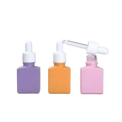 Square 15ml Glass Dropper Bottle Macaroon Frosted Color Serum Cosmetic Luxury