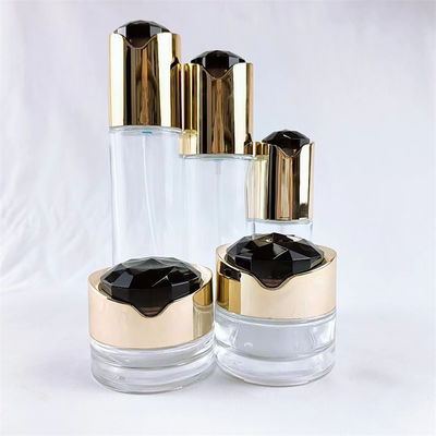 clear luxury face hand cream lotion toner skincare serum glass bottle set
