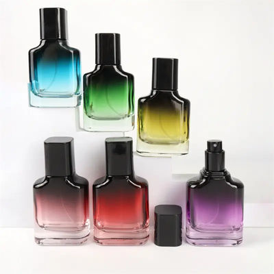Portable 30ml Gradient Glass Fragrance Perfume Glass Bottle With Black Sprayer Black Cap