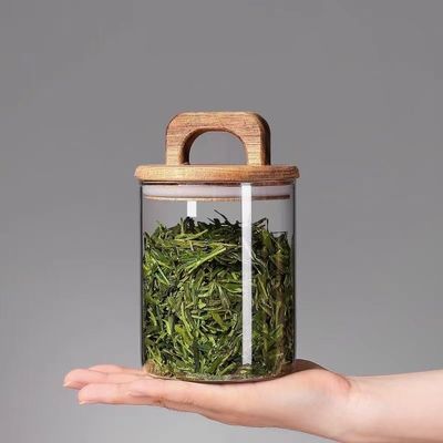 700ml 1000ml 1400ml large wide mouth heat-resisting glass storage jars with wooden lids