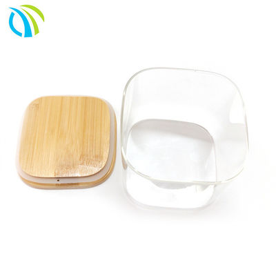 16oz 200ml Glass Food Storage Jars Round  11.8" Bamboo Lid Containers