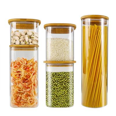 Food Storage Containers 30ml Borosilicate Glass Spice Jar With Bamboo Lids
